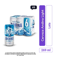 Cerveza Andina light lata 269 ml x 6 und