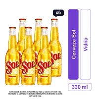 Cerveza Sol botella 330 ml x 6 und