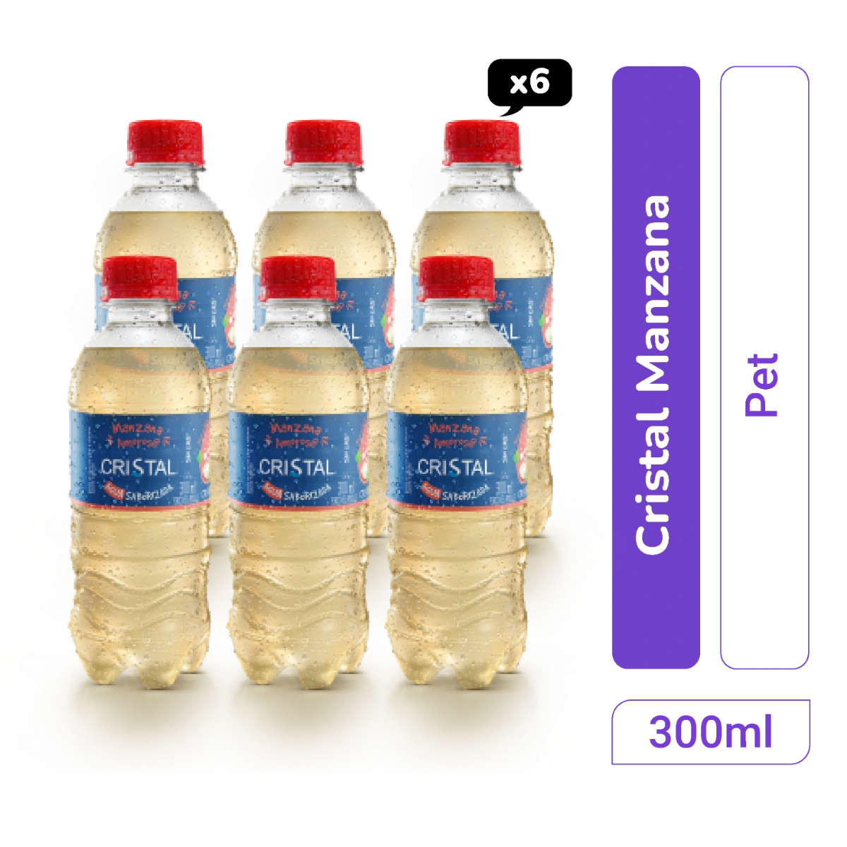 Agua Cristal Manzana pet 300 ml  pet