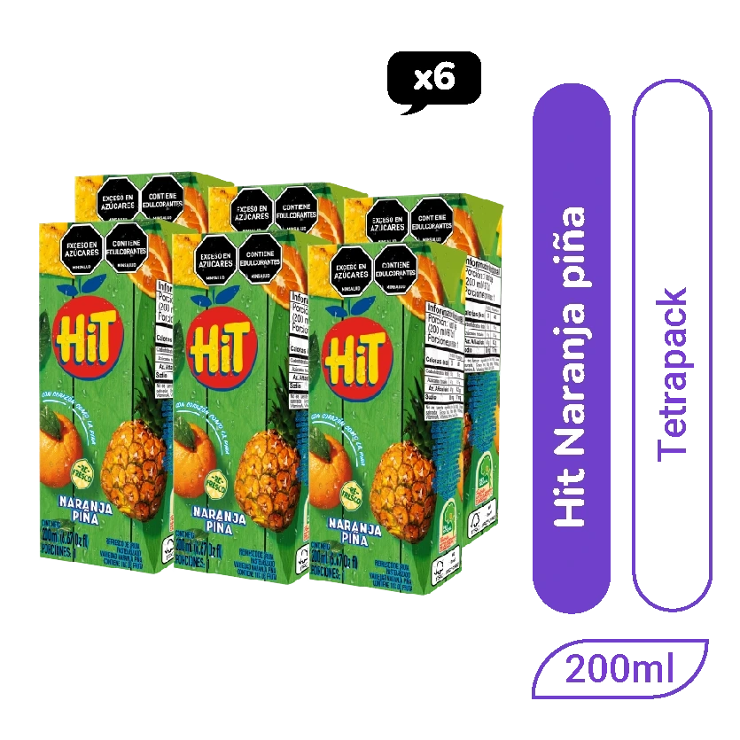 Hit Naranja Piña Tetrapack 200 ml x 6und