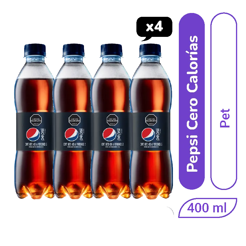 Pepsi Cero Calorias pet 400 ml x 4 und