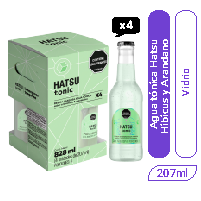 Agua Tónica Hatsu Limonaria y Mandarina Sin Calorías vidrio 207 ml x 4 und